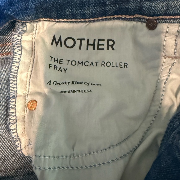 MOTHER Blue Flare Jeans with Frayed Hem - Picture 2 of 8